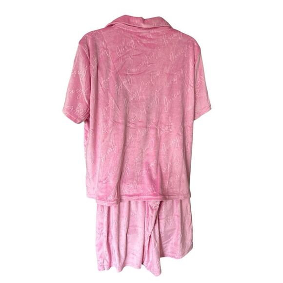 Juicy Couture Pink Women's Pajama short Set ~ soft to the touch velour ~ size XL - Picture 4 of 10